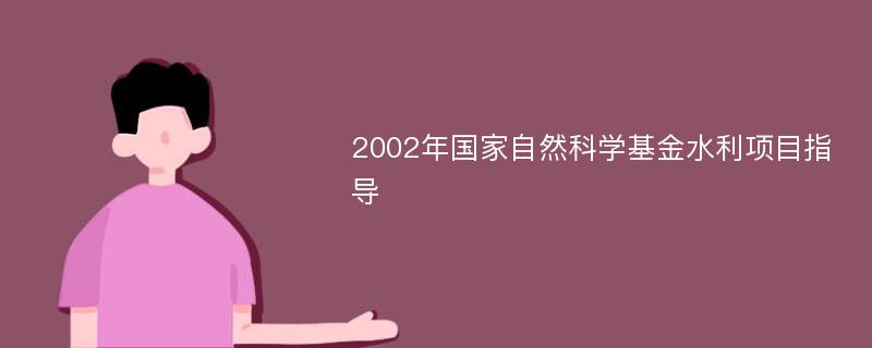 2002年国家自然科学基金水利项目指导