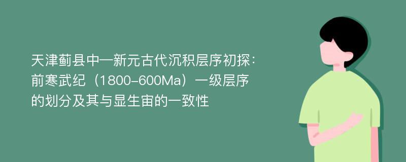 天津蓟县中—新元古代沉积层序初探：前寒武纪（1800-600Ma）一级层序的划分及其与显生宙的一致性