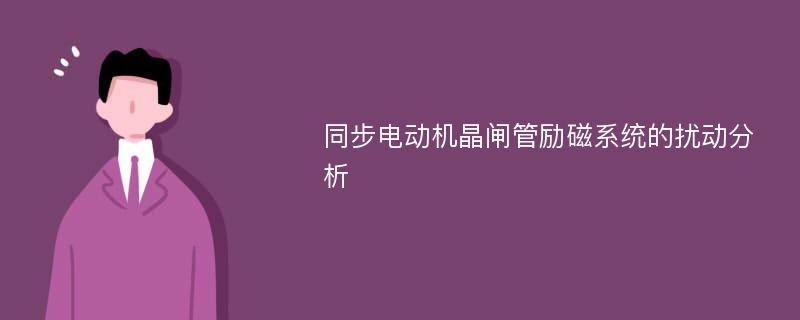 同步电动机晶闸管励磁系统的扰动分析